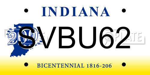 SVBU62 Indiana License Plate