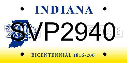SVP2940 Indiana License Plate