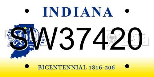 SW37420 Indiana License Plate
