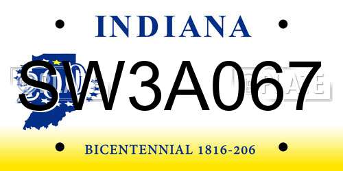 SW3A067 Indiana License Plate