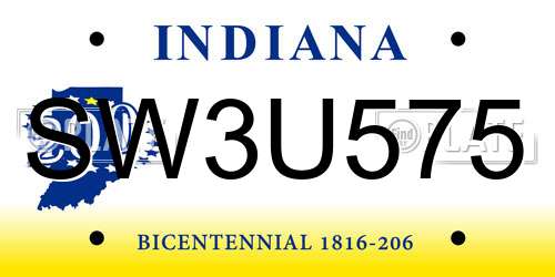 SW3U575 Indiana License Plate