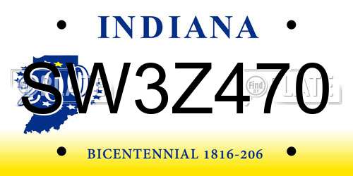 SW3Z470 Indiana License Plate