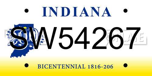 SW54267 Indiana License Plate