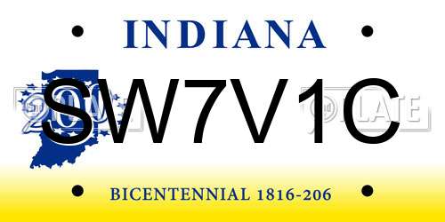 SW7V1C Indiana License Plate