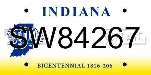 SW84267 Indiana License Plate