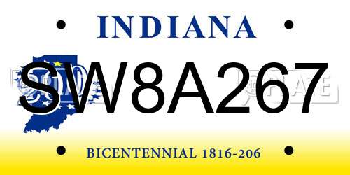 SW8A267 Indiana License Plate