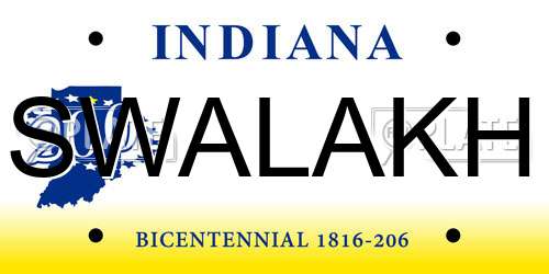 SWALAKH Indiana License Plate