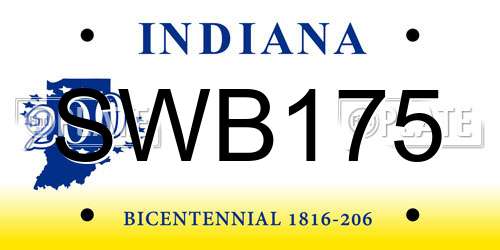 SWB175 Indiana License Plate