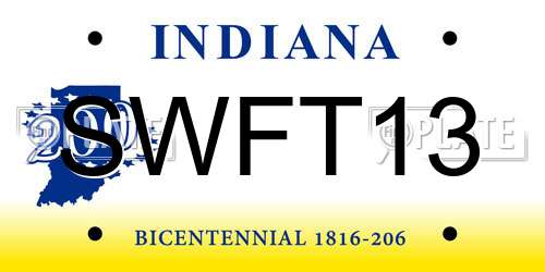 SWFT13 Indiana License Plate