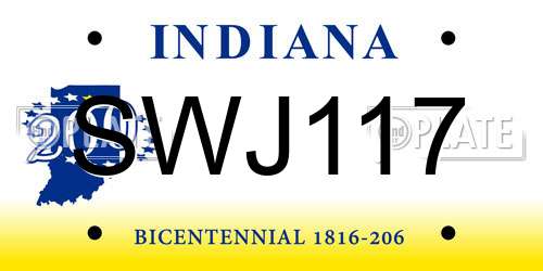 SWJ117 Indiana License Plate