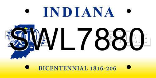 SWL7880 Indiana License Plate