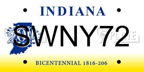 SWNY72 Indiana License Plate