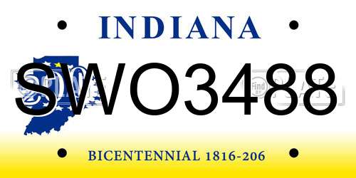 SWO3488 Indiana License Plate