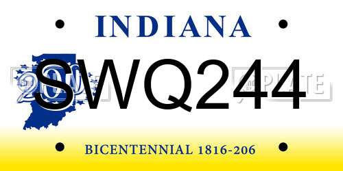 SWQ244 Indiana License Plate