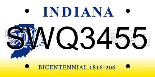 SWQ3455 Indiana License Plate
