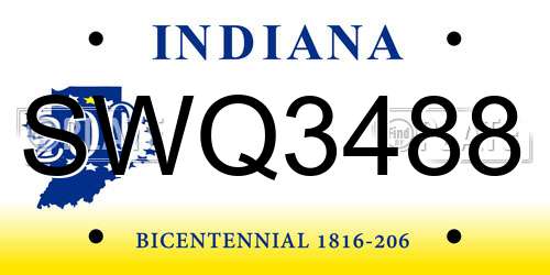 SWQ3488 Indiana License Plate