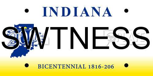 SWTNESS Indiana License Plate