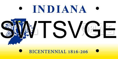 SWTSVGE Indiana License Plate