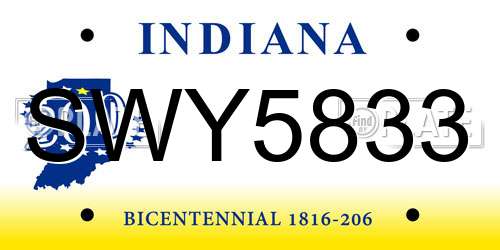 SWY5833 Indiana License Plate