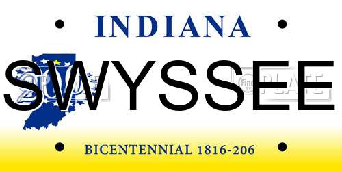 SWYSSEE Indiana License Plate