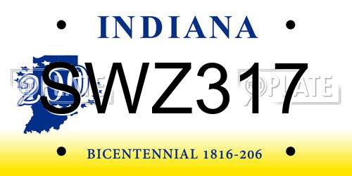 SWZ317 Indiana License Plate