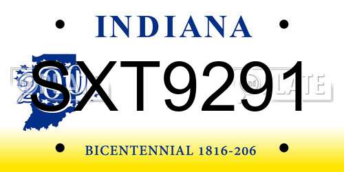 SXT9291 Indiana License Plate