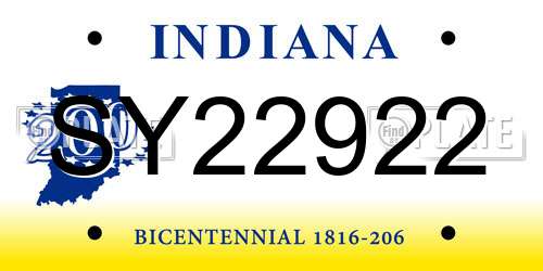 SY22922 Indiana License Plate