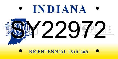 SY22972 Indiana License Plate