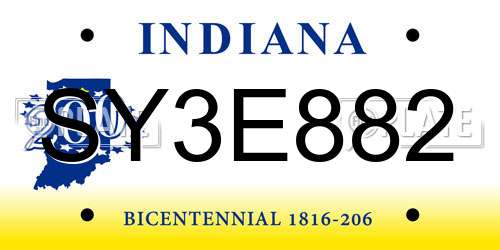 SY3E882 Indiana License Plate