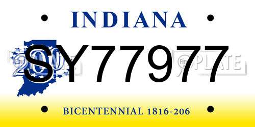 SY77977 Indiana License Plate