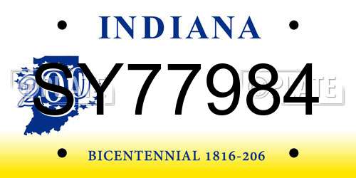 SY77984 Indiana License Plate