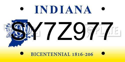 SY7Z977 Indiana License Plate