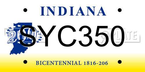 SYC350 Indiana License Plate