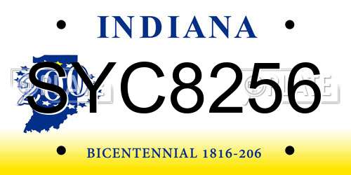 SYC8256 Indiana License Plate