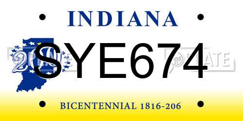 SYE674 Indiana License Plate