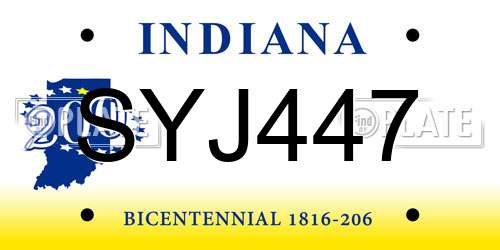 SYJ447 Indiana License Plate
