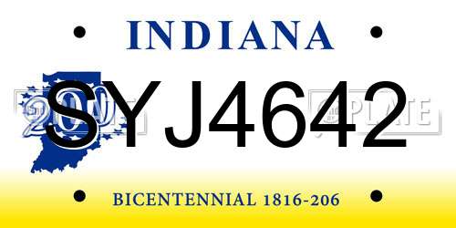 SYJ4642 Indiana License Plate