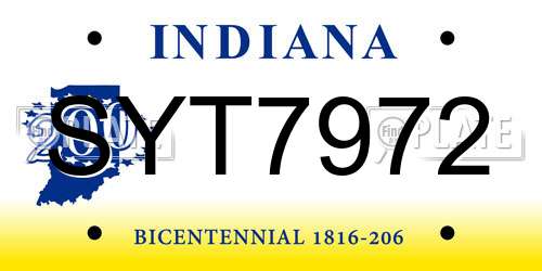 SYT7972 Indiana License Plate