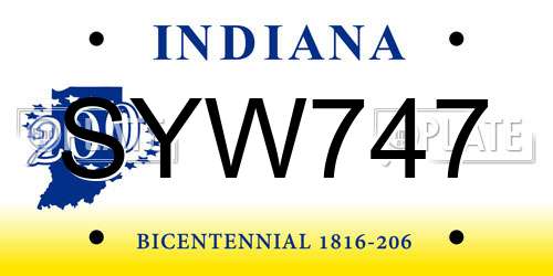SYW747 Indiana License Plate