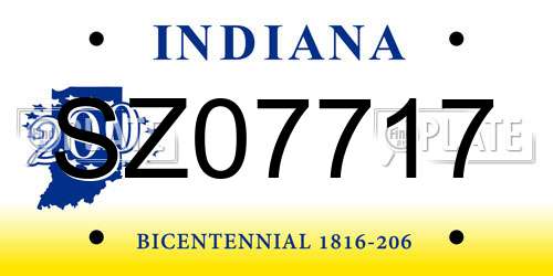 SZ07717 Indiana License Plate