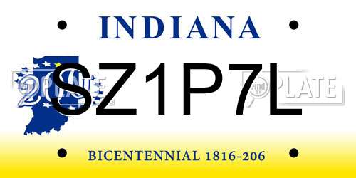 SZ1P7L Indiana License Plate