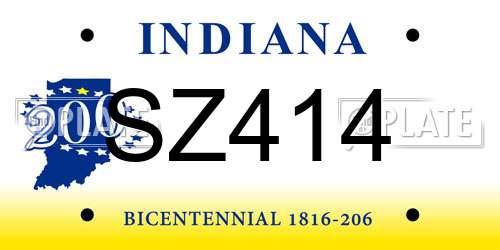 SZ414 Indiana License Plate