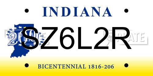SZ6L2R Indiana License Plate