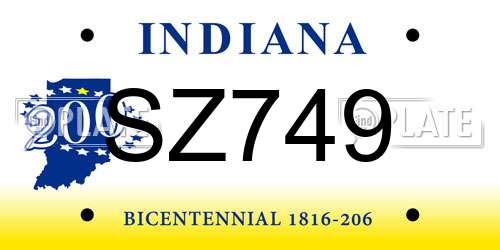 SZ749 Indiana License Plate