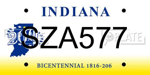 SZA577 Indiana License Plate