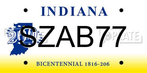 SZAB77 Indiana License Plate