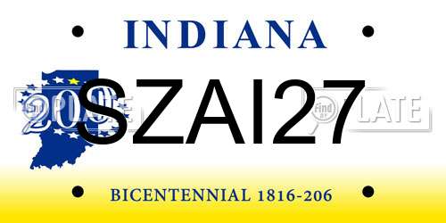 SZAI27 Indiana License Plate