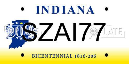 SZAI77 Indiana License Plate