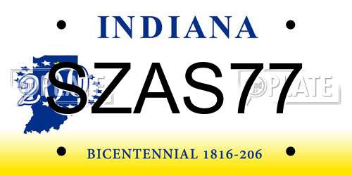 SZAS77 Indiana License Plate