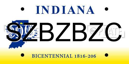 SZBZBZC Indiana License Plate